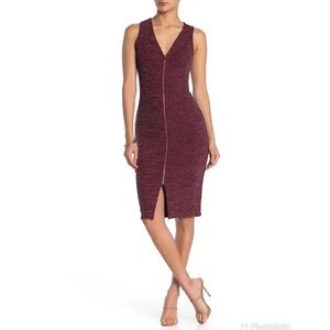 Nordstrom Burgundy Rib Knit Sheath Dress Midi S